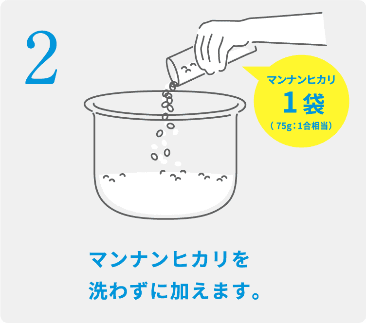 マンナンヒカリ1袋 マンナンヒカリを洗わずに加えます。
